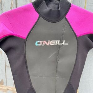 O'Neill Wetsuit Women’s size 4 Short Sleeve Shorts SURF Black and Pink RN 77131